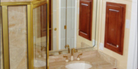 custom bathroom beveled-edge mirrors